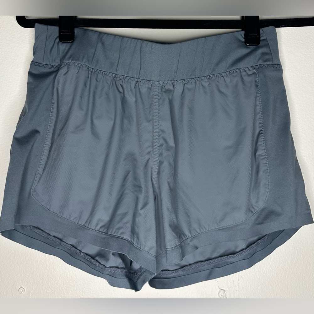 Women's gray/blue Athleta stellar running shorts sz small